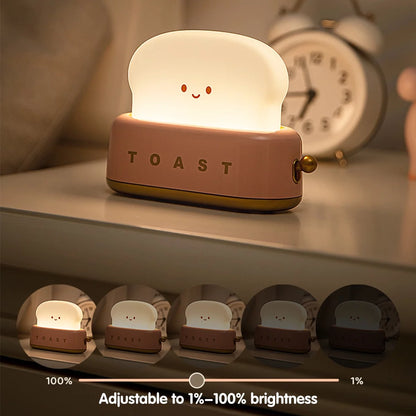 Toast Dorm Room Decor Night Lamp,Cute Bread Led Night Light USB Rechargeable Kawaii Portable Light with Timer Funny Bedroom Bedside Sleep Lamps for Birthday Gift Baby Kids Girls Teens Red