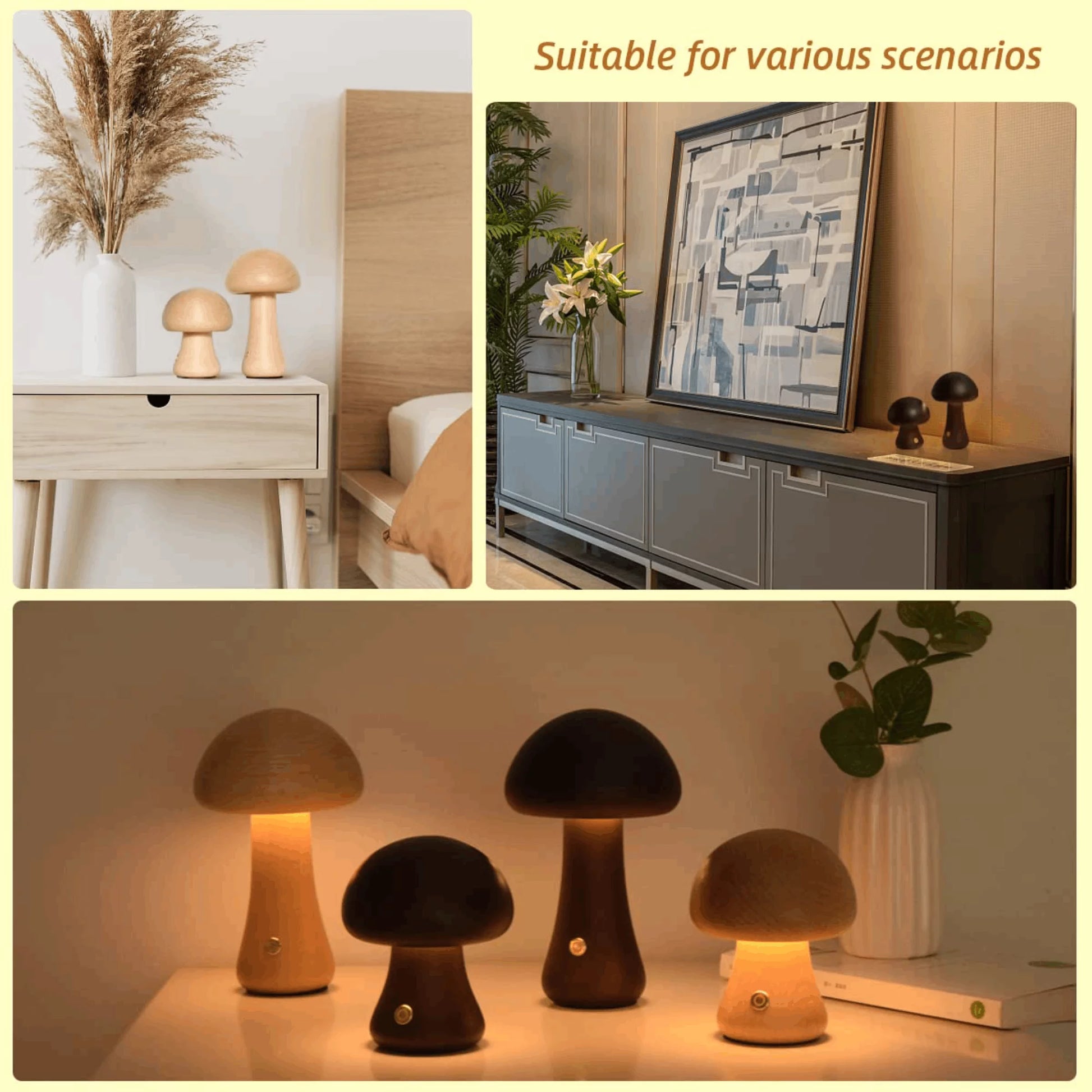 USB Charging Mushroom LED Night Light, Warm White