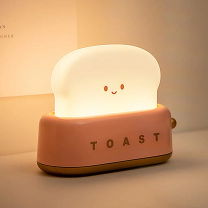 Toast Dorm Room Decor Night Lamp,Cute Bread Led Night Light USB Rechargeable Kawaii Portable Light with Timer Funny Bedroom Bedside Sleep Lamps for Birthday Gift Baby Kids Girls Teens Red